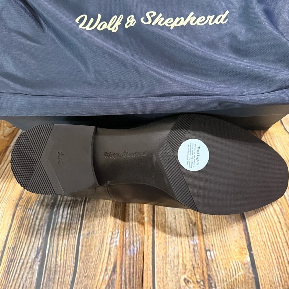 NIB Wolf & Shepherd Black Leather Closet Cap Toe Black Leather Oxfords